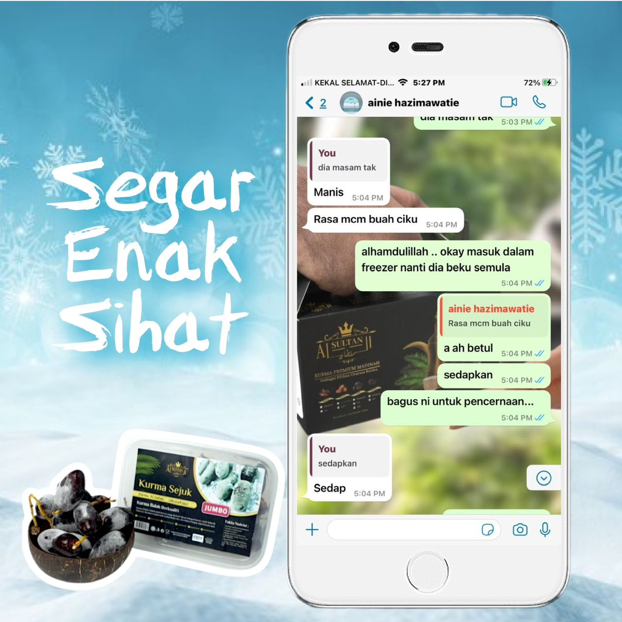 Manis semula jadi, isi tebal & tekstur lembut bila separa cair. Dibekukan segar tanpa pengawet untuk kekalkan rasa dan nutrisi.